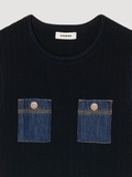 Áo sát nách SANDRO navy cải jean (có set)