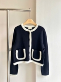 Cardigan SEZANE viền len đan khuy bọc 2 màu