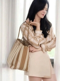 Sơ mi FENDI lụa kẻ nâu ( có set )