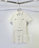 Váy tweed SANDRO chân xếp ly