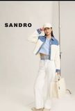 Áo khoác SANDRO cải jean logo nổi