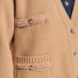 Cardigan SANDRO nâu dáng rộng