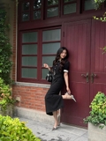 Váy SELF PORTRAIT cổ trắng kèm belt cộc tay