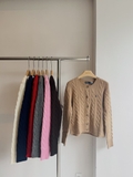 Cardigan RALPH LAUREN vặn thừng khuy sừng 2026