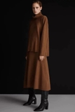 Set len Massimo Dutti nâu cổ lọ+ chân váy