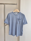 Tshirt Brunello túi ngực kẻ ngang