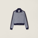 Áo khoác MIUMIU ghi viền tay nâu chun gấu (có set)