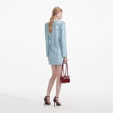 Váy SELF PORTRAIT xanh bling cổ ngọc