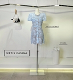 Váy SELF PORTRAIT xanh ngắn cổ nơ