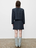 Chân váy SANDRO dạ tweed xanh đen