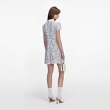 Váy SELF PORTRAIT cộc tay ren xanh hoa nổi