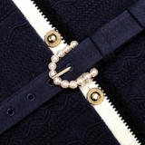 Váy SELF PORTRAIT navy cộc nơ cổ kèm belt