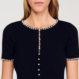 Cardigan SANDRO đen đính cườm