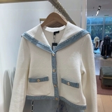 Áo khoác MAJE trắng cải jeans cổ bẻ ( Có set )