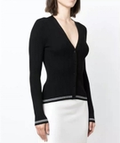 Aó len Theory đen viền trắng gấu áo