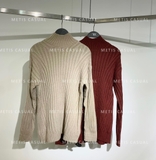 Áo len nâu vặn thừng Massimo Dutti cổ đứng