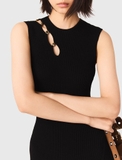 Váy MAJE sát nách cut out cổ khuy vàng tròn