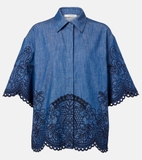 Áo ZIMMERMANN jean viền ren (có set)