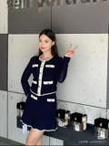 Chân váy SELF PORTRAIT navy viền trắng ( có set )
