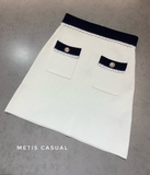 Chân váy Maje trắng viền navy