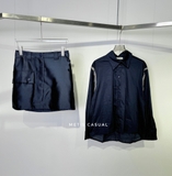 Sơ mi SANDRO navy bling vai ( có set )