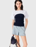Áo MAJE trắng cải navy chun thân