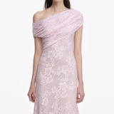 Váy SELF PORTRAIT trễ vai bling hồng