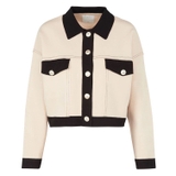 Áo khoác SANDRO kem viền đen