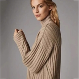 Áo len nâu vặn thừng Massimo Dutti cổ đứng