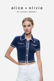 Polo ALICE+ OLIVIA xanh viền trắng