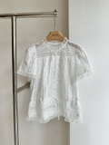 Áo Sezane trắng cộc tay cải ren
