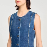 Áo jeans SANDRO sát nách đinh tán