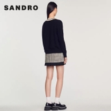 Áo len Sandro đen cổ V cải màu kem