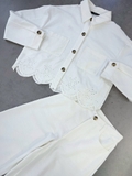 Quần ZARA trắng xuông dập nổi (có set)