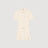 Váy tweed SANDRO chân xếp ly