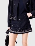 Chân váy MAJE navy cườm đá (có set)