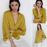 Sơ mi MASSIMO DUTTI lụa vàng