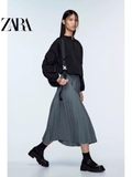 Chân váy midi Zara ghi xếp ly