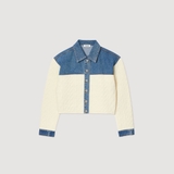 Áo khoác SANDRO cải jean logo nổi