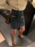 Chân váy CELINE denim túi 2 bên