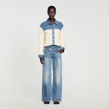 Áo khoác SANDRO cải jean logo nổi