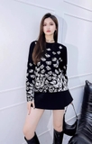Áo len Dior đen họa tiết