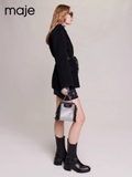 Áo dạ Maje đen kèm belt da