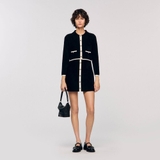 Áo khoác SANDRO đen viền kem