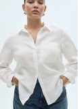 Sơ mi MANGO linen túi ngực