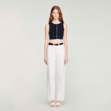Áo sát nách SANDRO đính hoa (có set)
