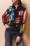 Sơ mi ALICE OLIVIA đen hoa xanh đỏ