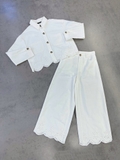 Quần ZARA trắng xuông dập nổi (có set)