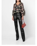 Sơ mi ALICE+OLIVIA hoa cổ tròn tay xếp tầng