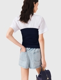 Áo MAJE trắng cải navy chun thân